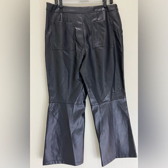 NWOT Grey Collective Faux Leather Flare Pants In Jet Black Size 12 - Picture 2 of 8